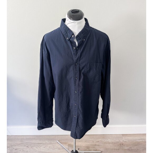 Uniqlo Navy Button Down Shirt - Picture 1 of 9